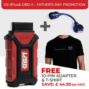 HEX GS-911usb with OBD-II Connector + FREE Adapter Cable + FREE T-shirt