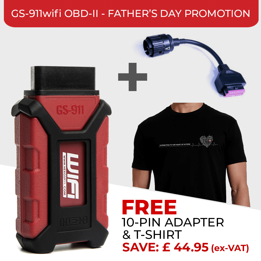 HEX GS-911wifi with OBD-II Connector + FREE Adapter Cable + FREE T-shirt