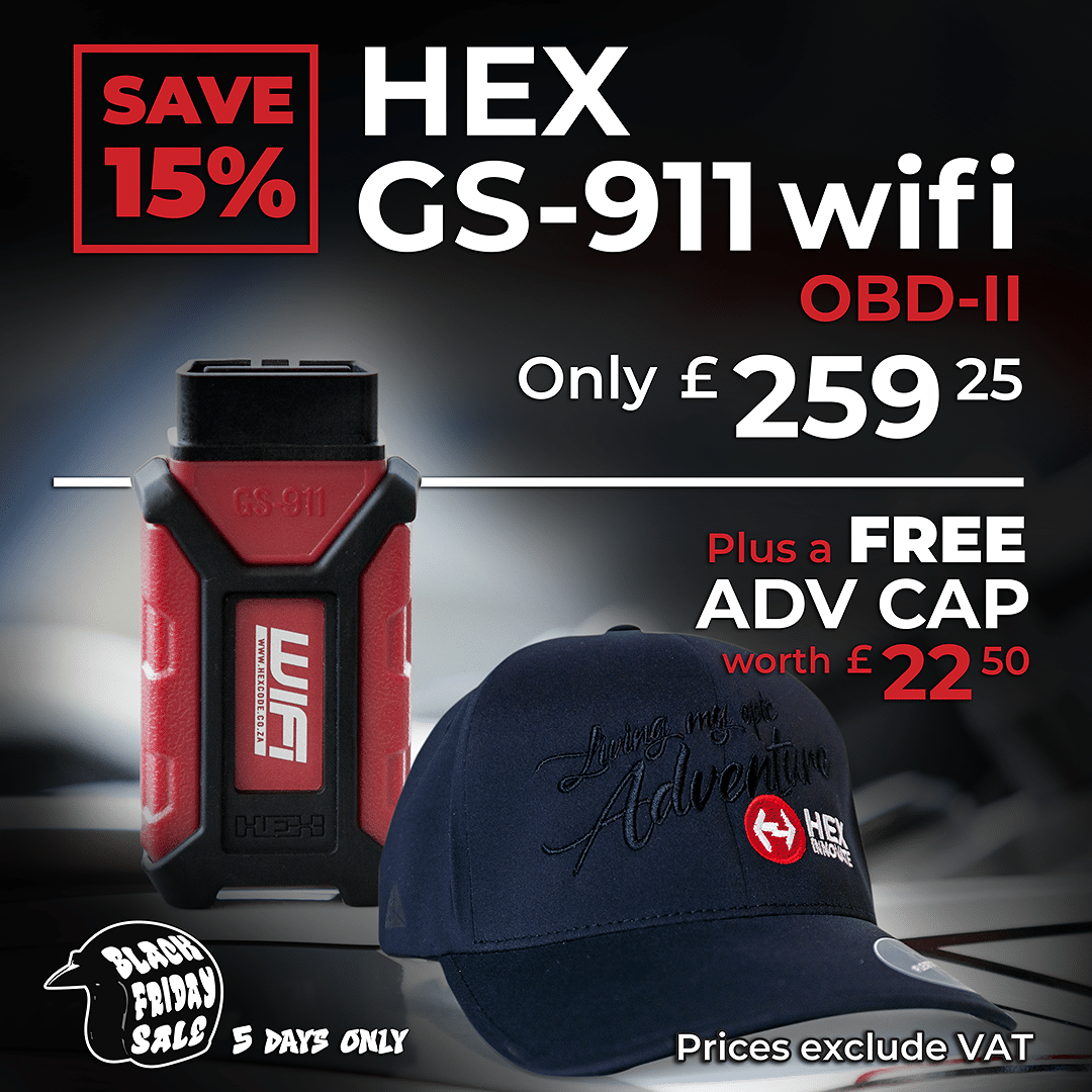 BLACK FRIDAY: GS-911wifi with OBD-II Connector (Enthusiast) + HEX Adv Cap